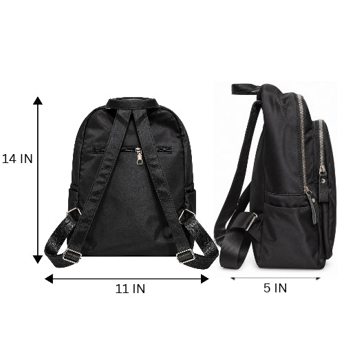 XSJ Elegant Black Nylon Backpack – Lightweight Travel & Daily Use Bag