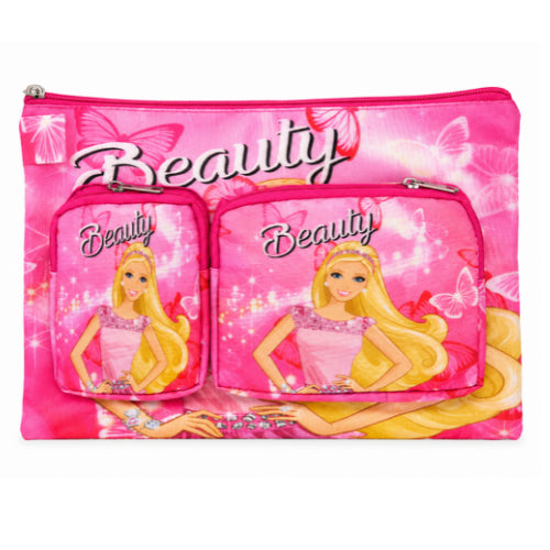Kids Girls Beauty | 3 Zipper Storage Bag | Pink Fashion Cosmetic & Utility Pouch Set