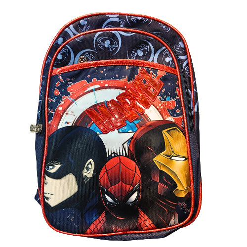 Avengers School Backpack for Kids | 4 Zipper Spacious School Bag with 1 Bottle Pocket | Stylish Red &amp; Blue Backpack