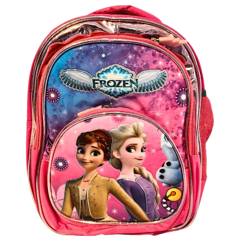 Frozen Kids School Backpack for Girls | 4 Zipper Spacious School Bag | Elsa Anna Olaf Printed Backpack with Side Pockets