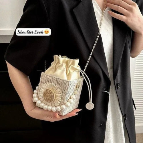 Cute floral Sunflower Pearl Potli Sling / Handbag