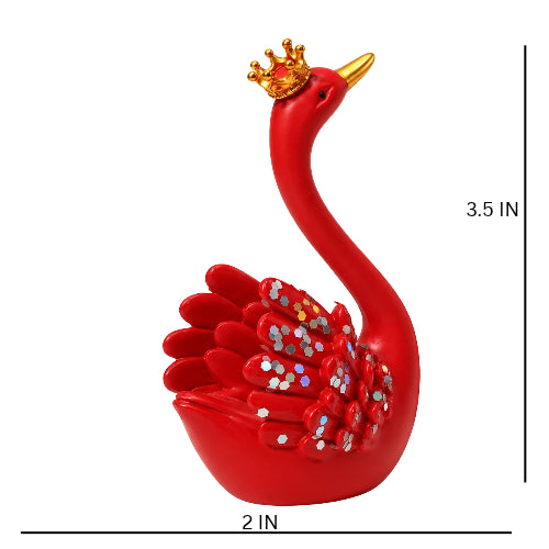 Red swan couple showpiece with golden crowns - luxury artistic home decor showpiece for living room, office, study and tabletop decoration