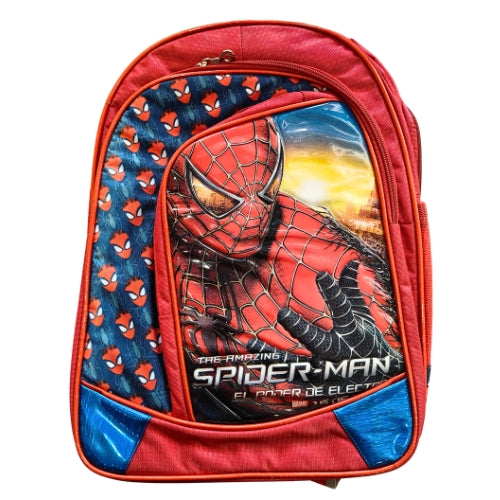 Spider-Man School Backpack for Boys | 4 Zipper Spacious Bag with 1 Bottle Pocket | Stylish Kids Backpack