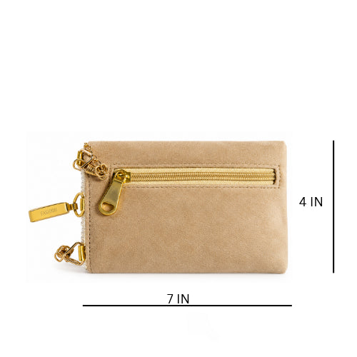 PEARL & SHELL EMBELLISHED PHONE SIZE POUCH BAG