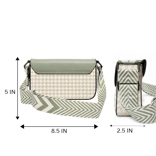 karl inspired houndstooth pattern sling handbag