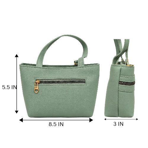 Premium 5 Zip Multi Pocket Tote Handbag with Heart Zippers