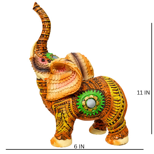 ornate twin elephant figurines – luxury artistic home decor showpiece for living room, office, study and tabletop decoration