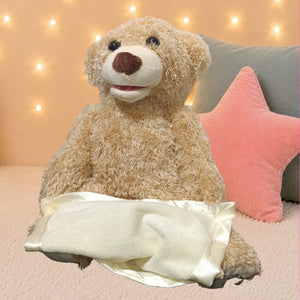 PEEK-A-BOO SPEAK TEDDY BEAR - PLUSH STUFFED ANIMAL WITH MOVING HANKY, -USB RECHARGEABLE | GIFT FOR BOYS AND GIRLS