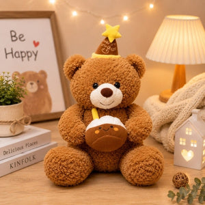 HAPPY BIRTHDAY TEDDY WITH LIGHT AND SOUND | RABBIT FUR SUPER SOFT TOY FOR BOYS & GIRLS | CUDDLY GIFT TOY FOR TODDLERS & BABIES