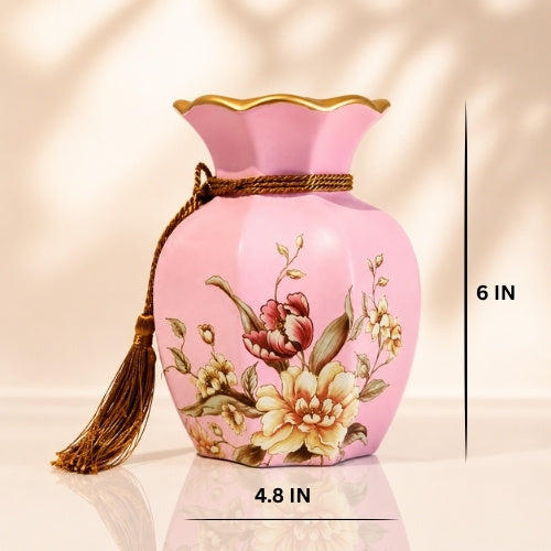 Premium Pink Floral Decor Set (3 Pieces) – Polyresin & Marble Dust
