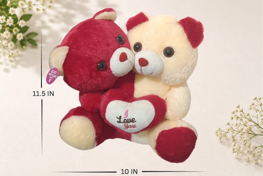COUPLE TEDDY BEAR WITH HEART SOFT TOY | I LOVE YOU PLUSH TEDDY | GIFT FOR BOYS & GIRLS