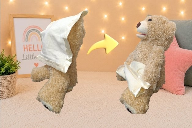 PEEK-A-BOO SPEAK TEDDY BEAR - PLUSH STUFFED ANIMAL WITH MOVING HANKY, -USB RECHARGEABLE | GIFT FOR BOYS AND GIRLS