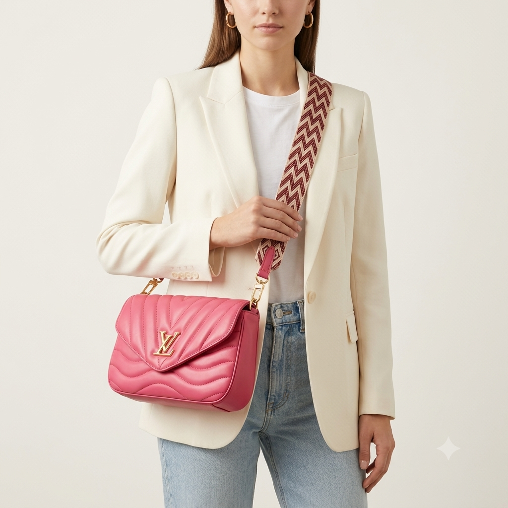 Quilted Pink Sling Bag with Gold-Tone Lock & Adjustable Printed Strap for Women & Girls