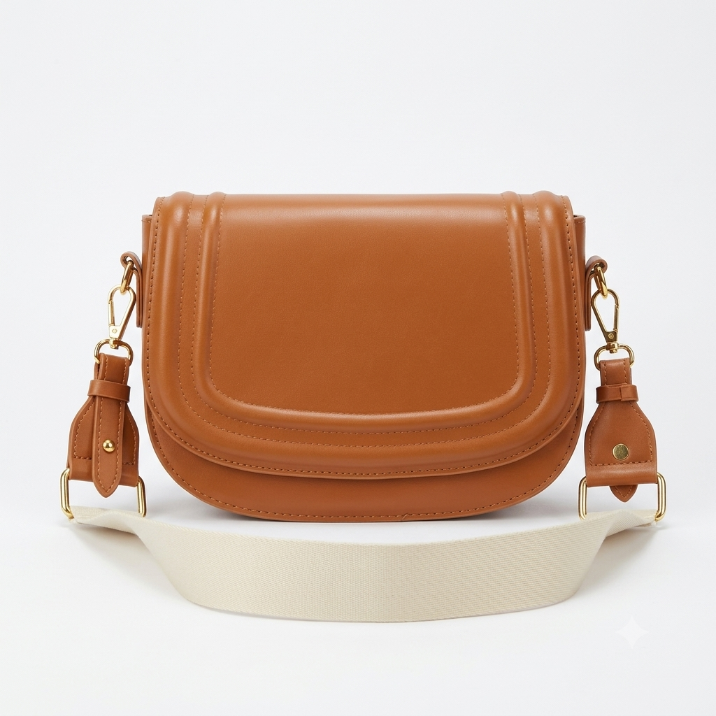 Elegant Sling Bag with Gold-Tone Hardware & Adjustable Wide Strap for Women