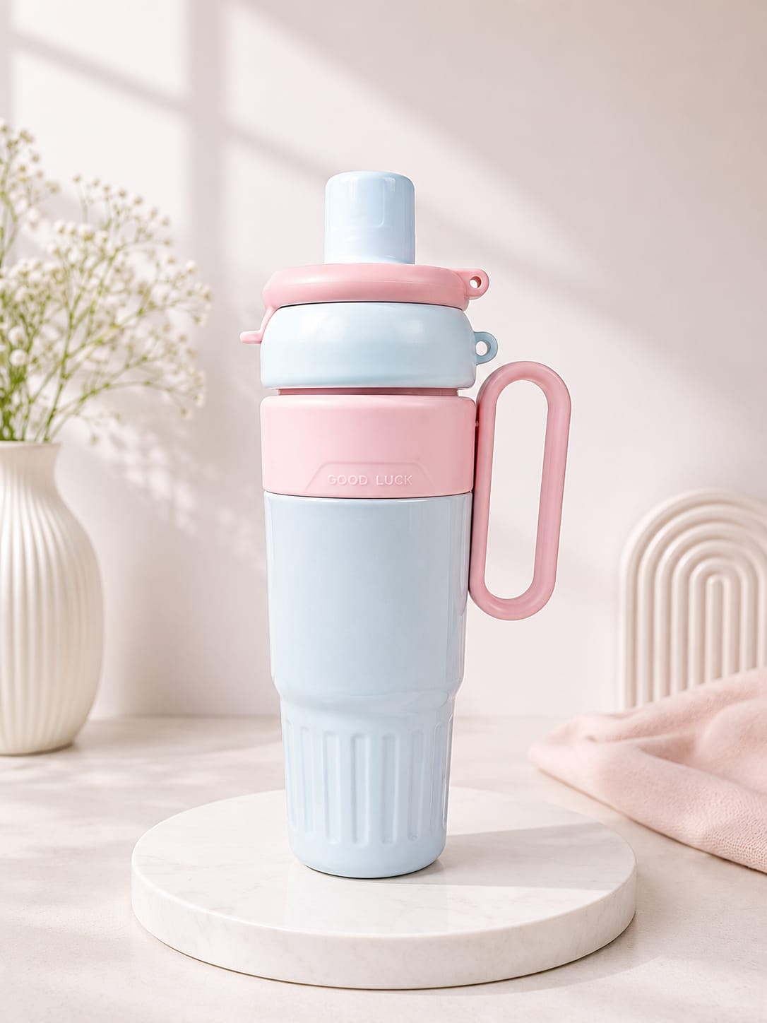 Good Luck Sipper Bottle with Handle & Straw For Boys & Girls