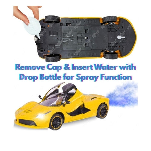 Super Racing 27MHz Remote Control Rechargeable Sports Car with Openable Doors, LED Lights & USB Charging – Yellow