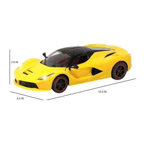 Super Racing 27MHz Remote Control Rechargeable Sports Car with Openable Doors, LED Lights & USB Charging – Yellow