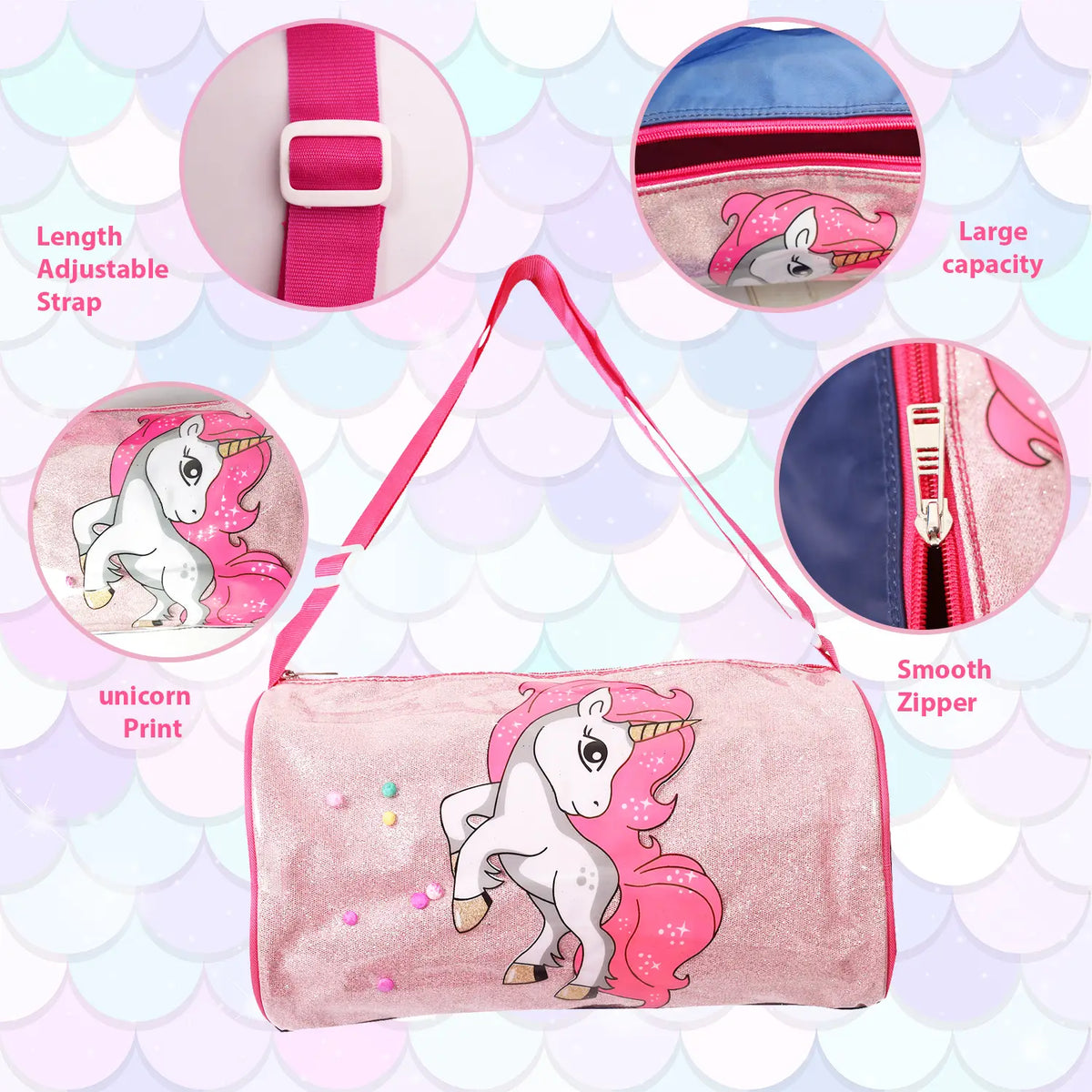 Sling Bag | Cute Mermaid, Space, Unicorn Printed Crossbody Shoulder Bag for Kids | Adjustable Strap & Spacious Storage