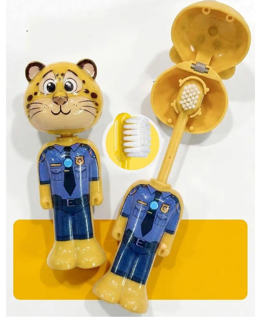 Kids Cartoon Character Toothbrush Collection – Mario, Luigi, Robot, Cat & Bear
