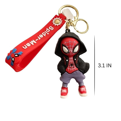 Spiderman Anime Character Keychain with Strap – Cute Mini Figure Keyring