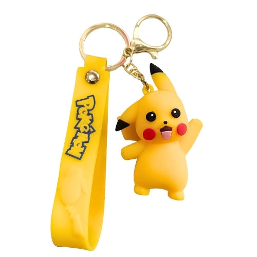 Pikachu Pokémon Keychain with Silicone Wrist Strap | Cute Kawaii Anime Bag Charm &amp; Key Ring