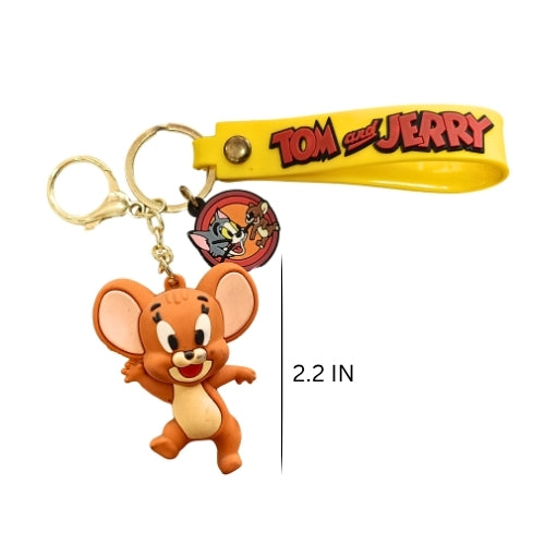 Tom & Jerry Cartoon Keychain with Strap – Cute Tom & Jerry Keyring