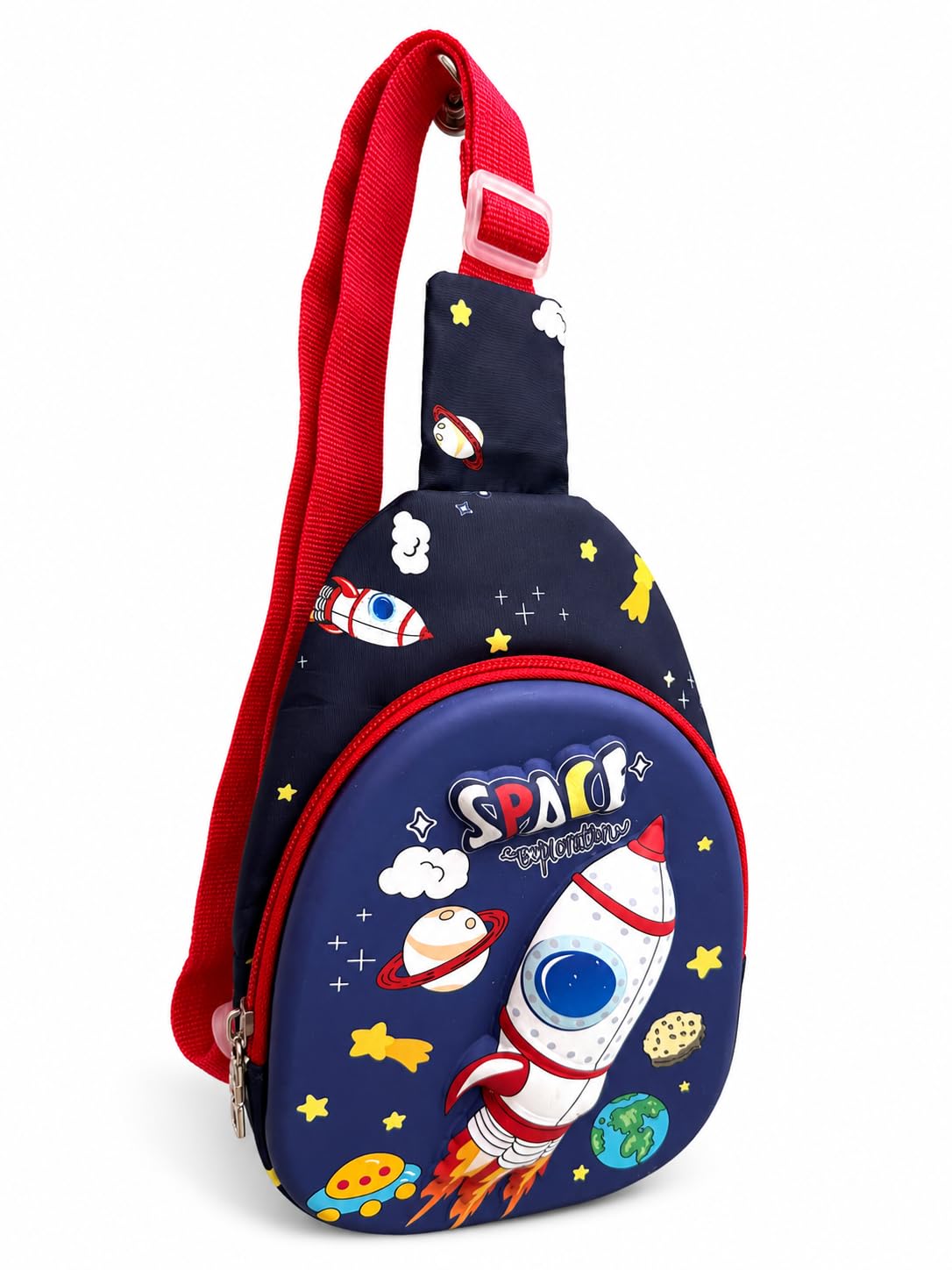 Kids 3D Cartoon Sling Bag for Boys | Single Zipper Crossbody Shoulder Bag | Cute Character Design