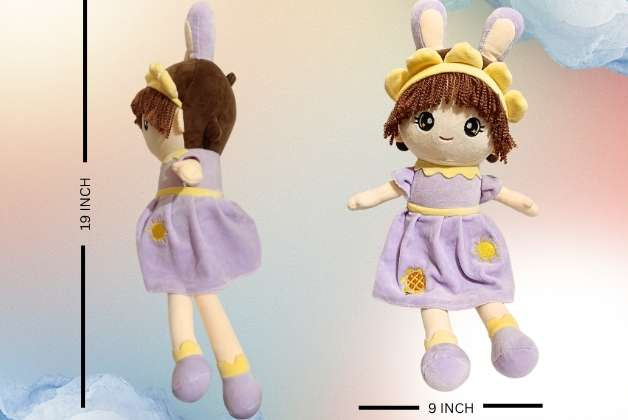 RABBIT EAR DOLL SOFT TOY (PURPLE) | FROK DOLL | GIFT FOR GIRLS