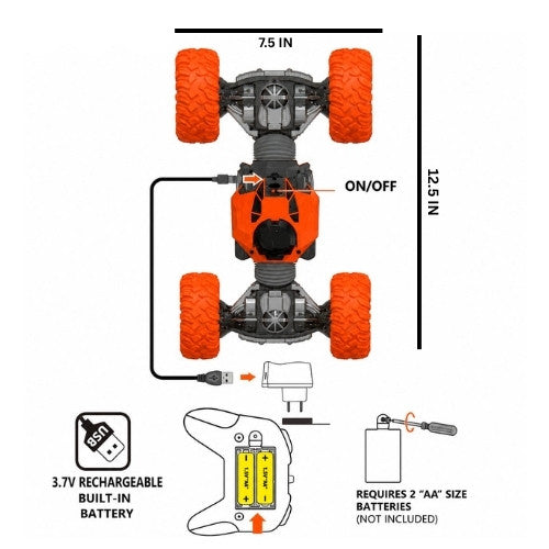 Moka Remote Control Stunt Car for Kids - 4WD 360° Rotating Double-Sided RC Car with Shockproof Tires | Rechargeable Off-Road Toy for Boys & Girls | Drift & Smoke Car