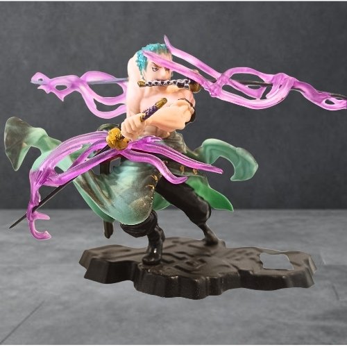 One Piece Roronoa Zoro Three Sword Style Action Figure with Black Display Base | Anime PVC Collectible Statue for Fans & Collectors