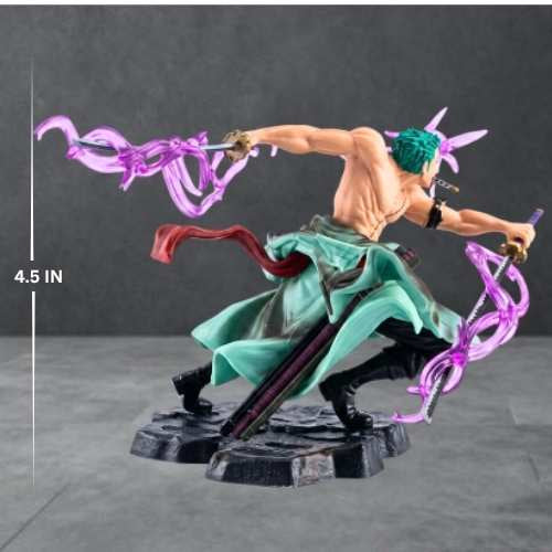 One Piece Roronoa Zoro Three Sword Style Action Figure with Black Display Base | Anime PVC Collectible Statue for Fans & Collectors