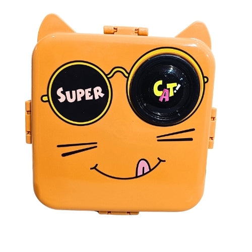 Dino / Cat Kids Lunch Box Set with Spoon, Fork & Sauce Container