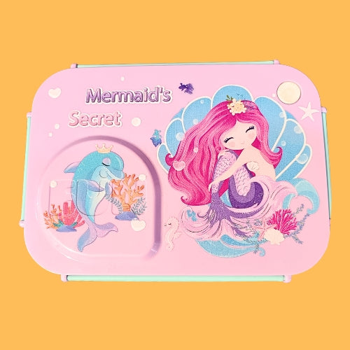 Kids Stainless Steel Lunch Box – Leakproof 3 Compartment Bento Box with Spoon & Cute Cartoon Design