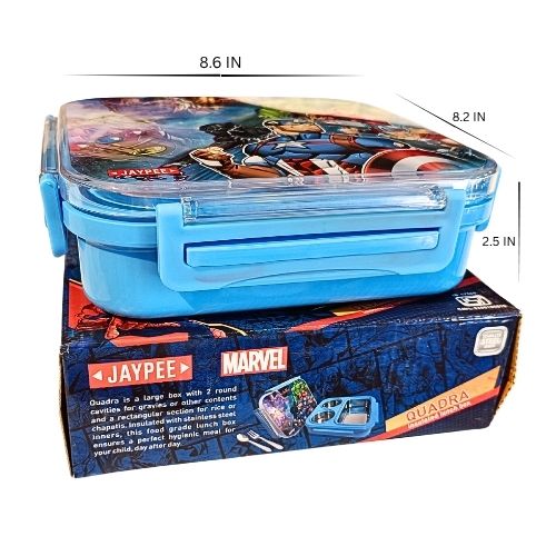Kids Stainless Steel Cartoon Lunch Box with Spoon & Fork | Avengers, Spider-Man & Frozen Design