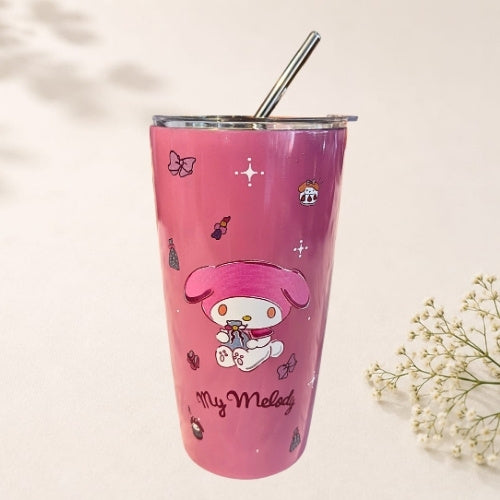 Printed Stainless Steel Tumbler with Steel Straw - 4 Colors