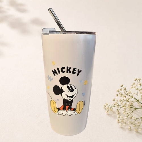 Printed Stainless Steel Tumbler with Steel Straw - 4 Colors