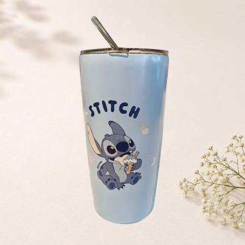 Printed Stainless Steel Tumbler with Steel Straw - 4 Colors