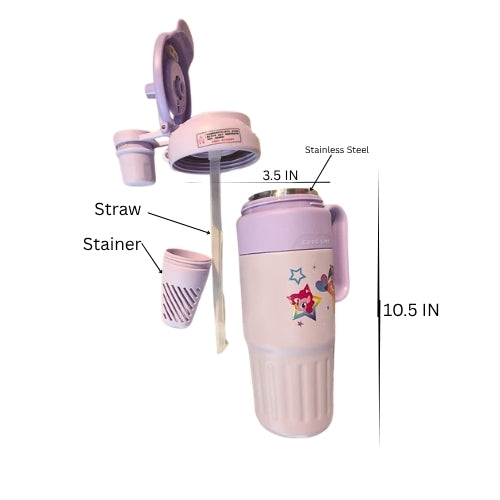 Good Luck Sipper Bottle with Handle & Straw For Boys & Girls