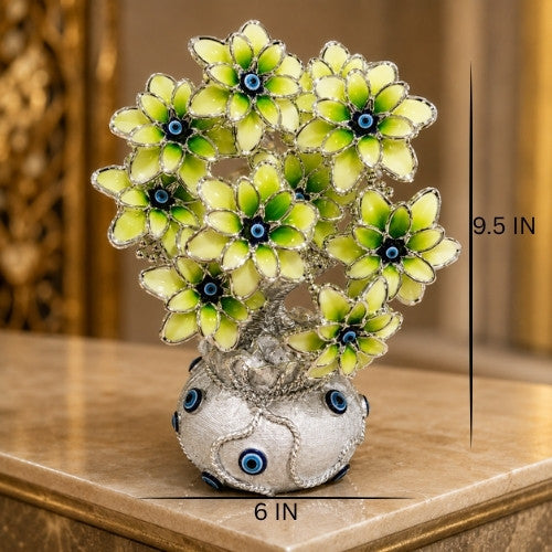 Luxury Green Evil Eye Flower Showpiece with Decorative Vase