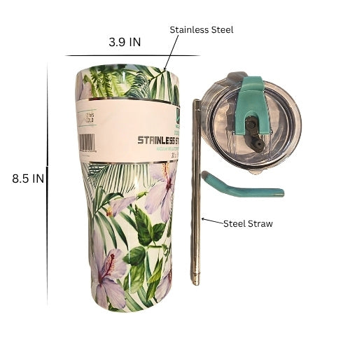 Premium Stainless Steel Tumbler with Straw – Multicolor Design