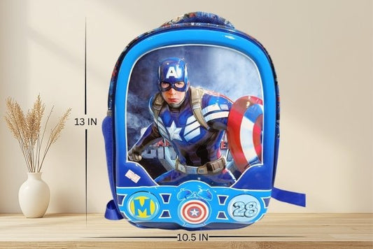 CAPTAIN AMERICA 3D VIEW 13 INCH SCHOOL BAG FOR BOYS | SUPERHERO BACKPACK | KIDS TRAVEL & SCHOOL BAG