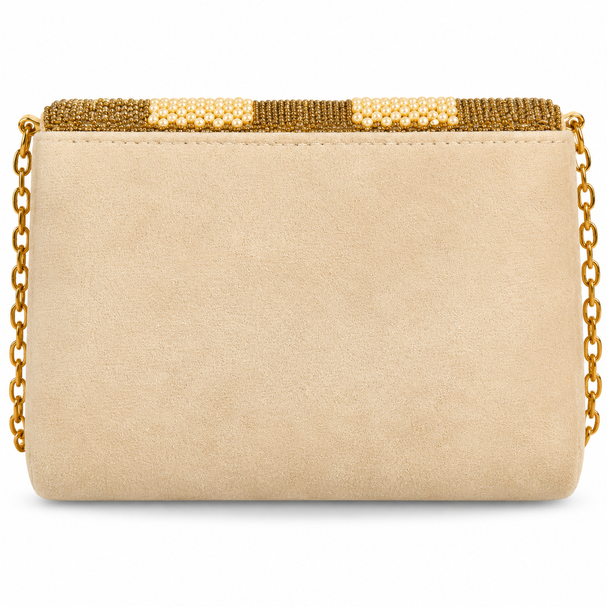 Gold Pearl Crystal Designer Clutch Bag Sling / hand bag for Party weare