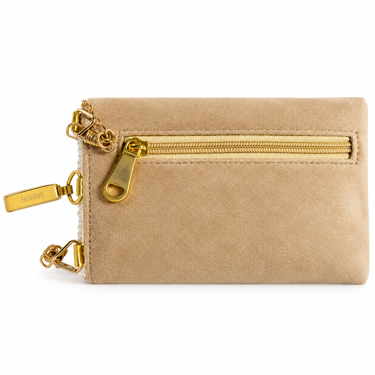 PEARL & SHELL EMBELLISHED PHONE SIZE POUCH BAG