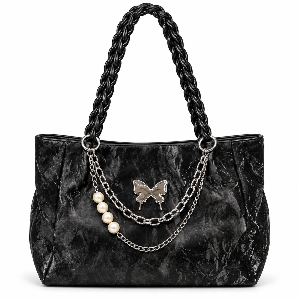 Metallic Butterfly Chain Sling / hand Bag