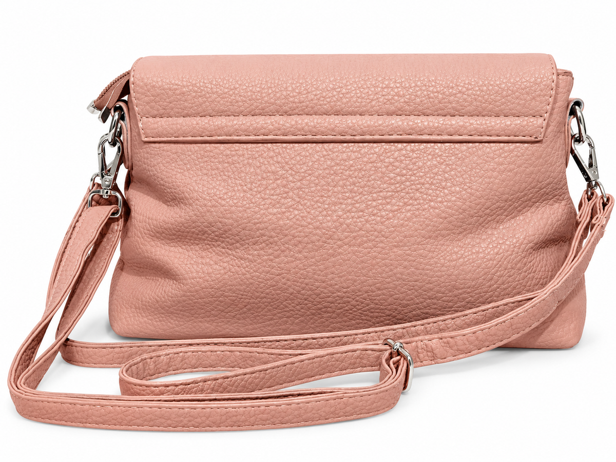 blush pink pebbled leather crossbody handbag for women