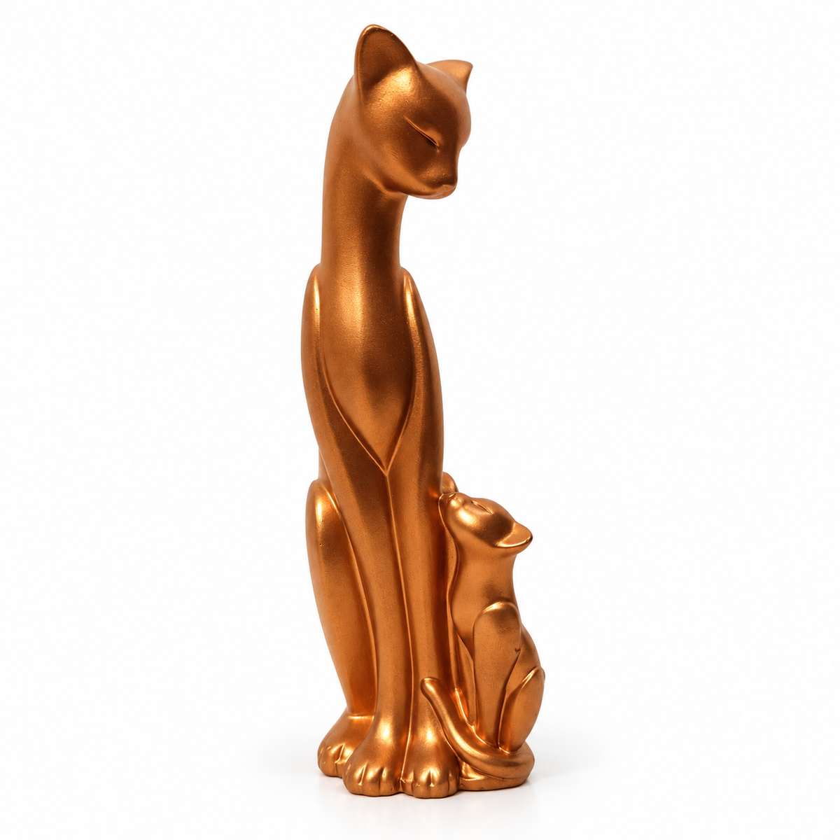 Elegant copper Designe cat and kitten showpiece - luxury artistic home decor showpiece for living room, office, study and tabletop decoration
