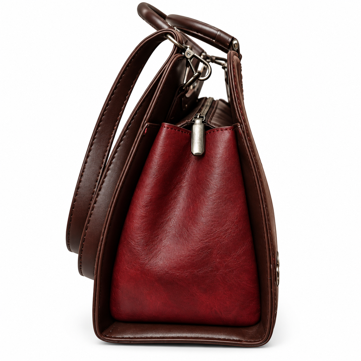Elegant Burgundy Ring Handle / Sling and Detachable Strap
