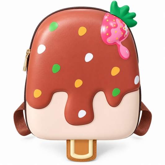 Chocolate Strawberry Popsicle Kids Backpack – Cute 3D School Bag for Boys & Girls