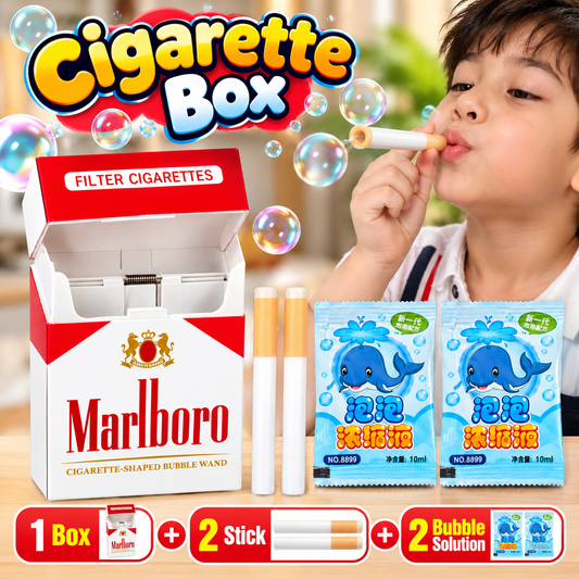Cigarette-Shaped Bubble Blower Toy Box with 2 Bubble Sticks & 2 Bubble Solution Packs