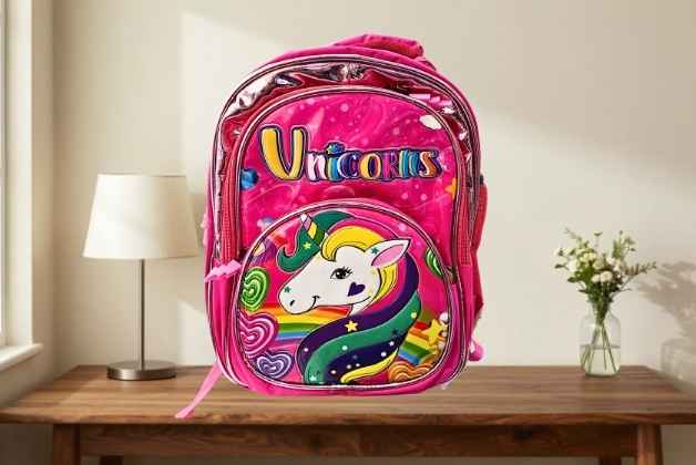 Unicorns 3D VIEW 14 INCH SCHOOL BAG FOR GIRLS | RAINBOW THEME KIDS BACKPACK FOR SCHOOL & PICNIC